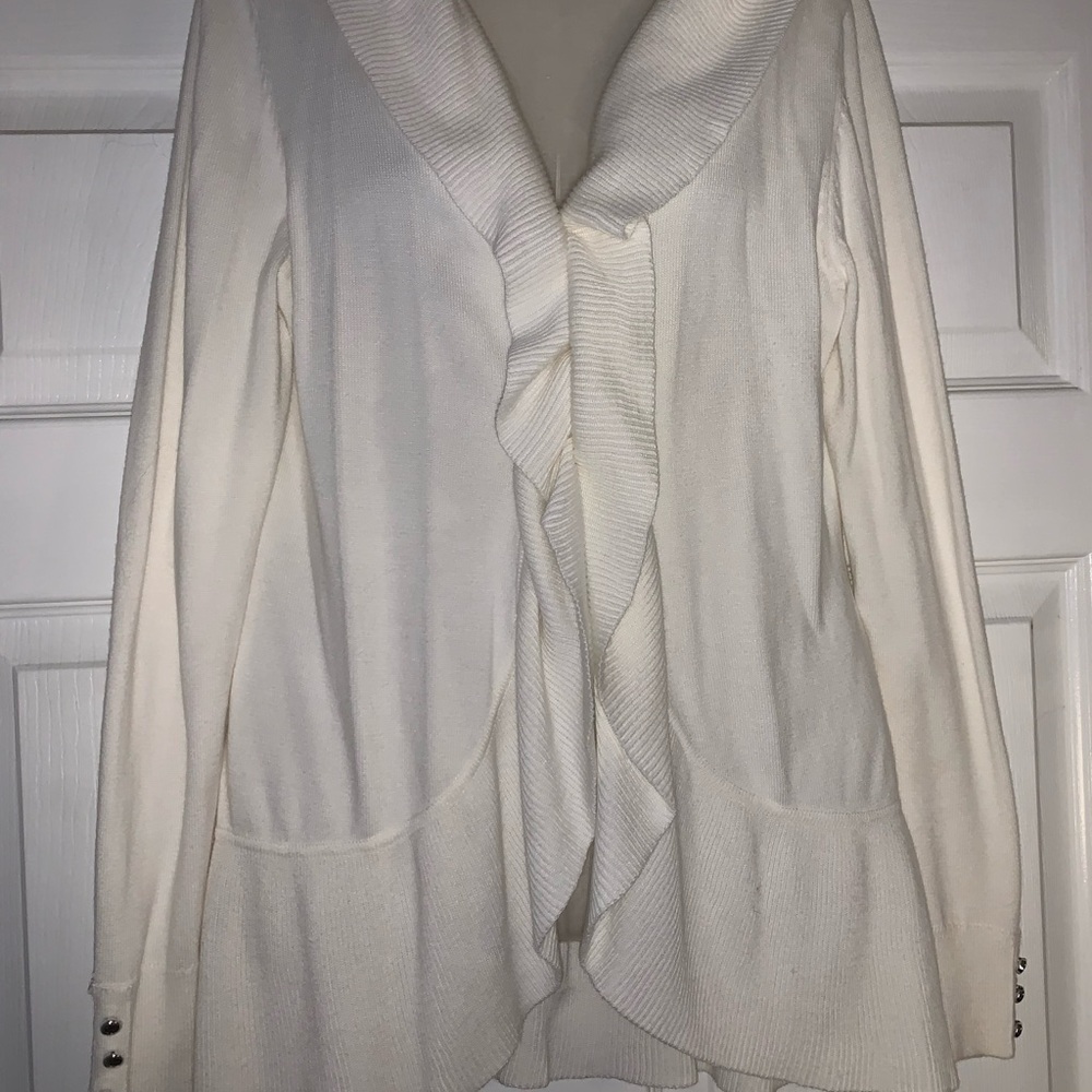 White House Black Market White Knit Cardigan